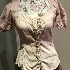 Anthropologie Soft Pink Baby Corduroy Fitted Top